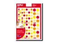 APLI kids - Adhesivo de decoración - círculo - 6 hojas - amarillo, naranja - no permanente (paquete de 624)