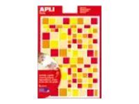 Apli - 6 feuilles gommettes carrées - orange/rouge