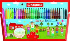 STABILO Trio A-Z - Rotulador de punta de fibra - no permanente - colores surtidos - 0.7 mm - fino (paquete de 30)