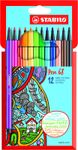 STABILO Pen 68 - 12 Feutres pointe moyenne - couleurs assorties