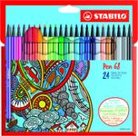 STABILO Pen 68 - 24 Feutres pointe moyenne - couleurs assorties