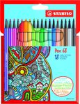 STABILO Pen 68 - 18 Feutres pointe moyenne - couleurs assorties