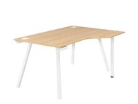 Bureau compact à droite SUNDAY - 160 cm - Pieds trapèze - Chêne