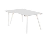 Bureau compact à gauche SUNDAY - 160 cm - Pieds trapèze - Gris