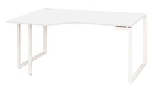 Bureau compact à gauche SUNDAY - 160 cm - Pieds cadre - Blanc