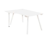 Bureau compact à gauche SUNDAY - 160 cm - Pieds trapèze - Blanc