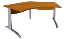 Bureau symétrique 120° IDRA - L180 cm - Pieds aluminium - plateau imitation Merisier