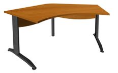 Bureau symétrique 120° IDRA - L180 cm - Pieds anthracite - plateau imitation Merisier