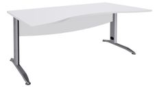 Bureau double vague symétrique IDRA - L180 cm - Pieds alu - plateau Blanc perle