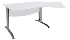 Bureau 135° IDRA - retour d'angle à droite - L180 cm - Pieds aluminium - plateau Blanc perle