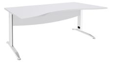 Bureau double vague symétrique IDRA - L180 cm - Pieds blanc - plateau Blanc perle