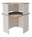 Burocean LUMEA - escritorio de recepcionista - esquina a 90º - roble claro