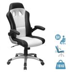 Fauteuil gamer RACER - accoudoirs rabattables - noir et blanc