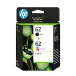 HP 62 - Pack de 2 - noir, couleur (cyan, magenta, jaune) - cartouche d'encre originale (N9J71AE)