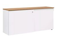 Crédence YES ! - L160 x H75 x P45 - 2 portes coulissantes - Façade blanche - Dessus Merisier