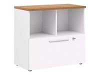 Rangement bas YES ! - L80 x H74 x P42 - 2 cases / 1 tiroir - Façade blanche - Dessus merisier