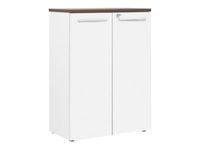 Rangement mi-hauteur - YES ! - 2 portes - façade blanche - dessus chêne royal