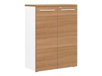 Armoire mi-haute YES ! - L80 x H109 x P42 - 2 portes - Façade et dessus merisier
