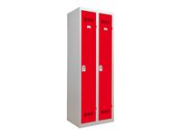 Vestiaire Industrie Propre - 2 portes - 180 x 60 x 50 cm - gris/rouge