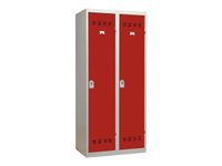 Vestiaire Industrie Salissante - 2 portes - 180 x 80 x 50 cm - gris/rouge