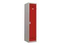 Vestiaire Industrie Salissante - 1 porte - 180 x 40 x 50 cm - gris/rouge