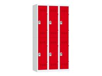 Vestiaire multicases - 3 colonnes - 6 portes - 180 x 90 x 50 cm - gris/rouge