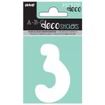 Pickup Déco Emma - Étiquette autocollante 70 mm - Chiffre 3 - blanc