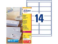 Avery - 1400 Étiquettes adresse blanches - 99,1 x 38,1 mm - Impression laser - réf L7163-100