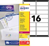 Avery - 1600 Étiquettes adresse blanches - 99,1 x 33,9 mm - Impression laser - réf L7162-100