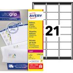Avery - 2100 Étiquettes adresse blanches - 63,5 x 38,1 mm - Impression laser - réf L7160-100