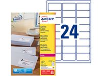 Avery - 2400 Étiquettes adresse blanches - 63,5 x 33,9 mm - Impression laser - réf L7159-100