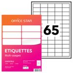 Office Star - 6500 Étiquettes multi-usages blanches - 38 x 21,2 mm - réf OS43424