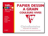 Clairefontaine - Papier à dessin - 29,7 x 42 cm - assortiment de couleurs vives ( pack de 8 )