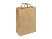 50 Sacs cadeau kraft - poignées plates - 18 cm x 8 cm x 22 cm - brun