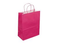50 Sacs cadeau kraft - poignées torsadées - 18 cm x 8 cm x 22 cm - fuchsia
