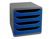 Exacompta BigBox - Module de classement 4 tiroirs - noir/bleu royal