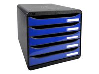 Exacompta BigBox Plus - Module de classement 5 tiroirs - gris/bleu