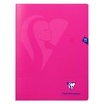 Clairefontaine Mimesys - Cahier polypro 24 x 32 cm - 96 pages - petits carreaux (5x5 mm) - rose
