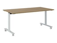 Table de réunion mobile et rabattable YES ! - 160 cm - Pieds blancs - Merisier