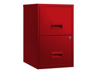 Classeur 2 tiroirs pour dossiers suspendus - 66 x 40 x 40 cm - rouge