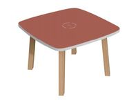 Table basse WOODY - L60 x H40 x P60 cm - plateau rouge