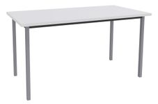 Table de réunion rectangulaire - 140 x 70 cm - Pieds carrés aluminium - blanc perle