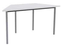 Table de réunion Trapèze - 140 x 70 cm - Pieds carrés aluminium - Blanc perle