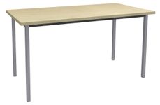 Table de réunion rectangulaire - 140 x 70 cm - Pieds carrés aluminium - imitation érable