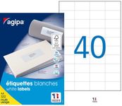 Apli Agipa - 4000 Étiquettes adhésives blanches multi-usages - 52,5 x 29,7 mm - coins droits - réf 100984