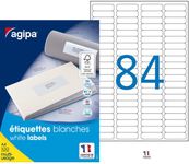 Apli Agipa - 8400 Étiquettes adhésives blanches multi-usages - 46 x 11,1 mm - coins arrondis - réf 102165