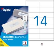 Apli Agipa - 1400 Étiquettes adhésives blanches multi-usages - 105 x 40 mm - coins droits - réf 119017