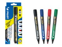 Pilot 400 - Pack de 4 marqueurs permanents - pointe biseau - noir, bleu, rouge, vert