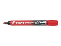 Pilot 100 - Marqueur permanent - pointe ogive - rouge
