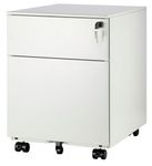 Caisson mobile métallique monobloc - H50 x L42 x P56,5 cm - 2 tiroirs - blanc